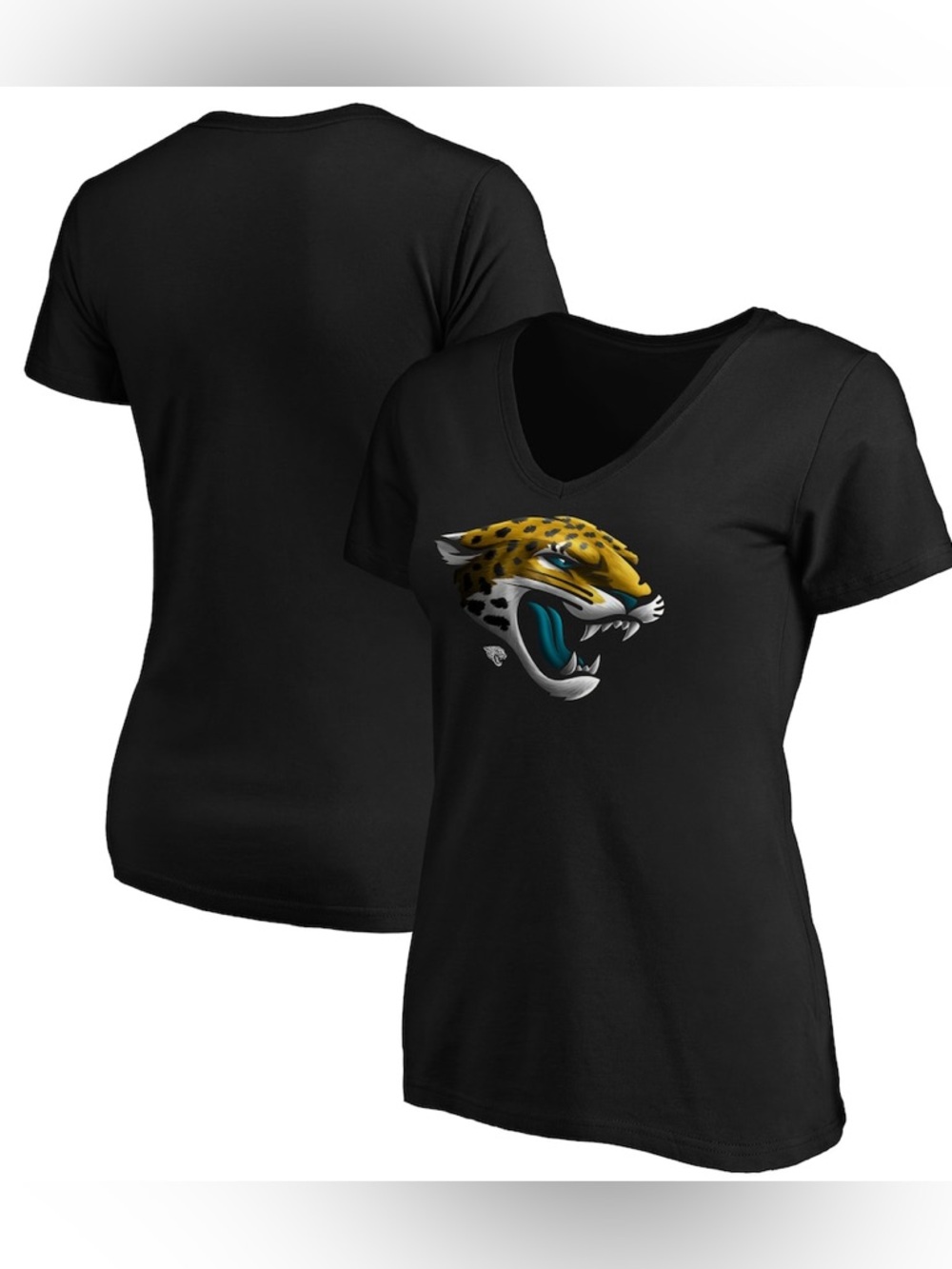 Jacksonville Jaguars Women's Midnight Mascot Logo V-Neck T-Shirt - Black